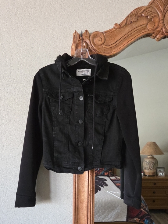 Wallflower Jackets & Blazers - Wallflower Black Hooded Denim-Style Jacket NEW Condition